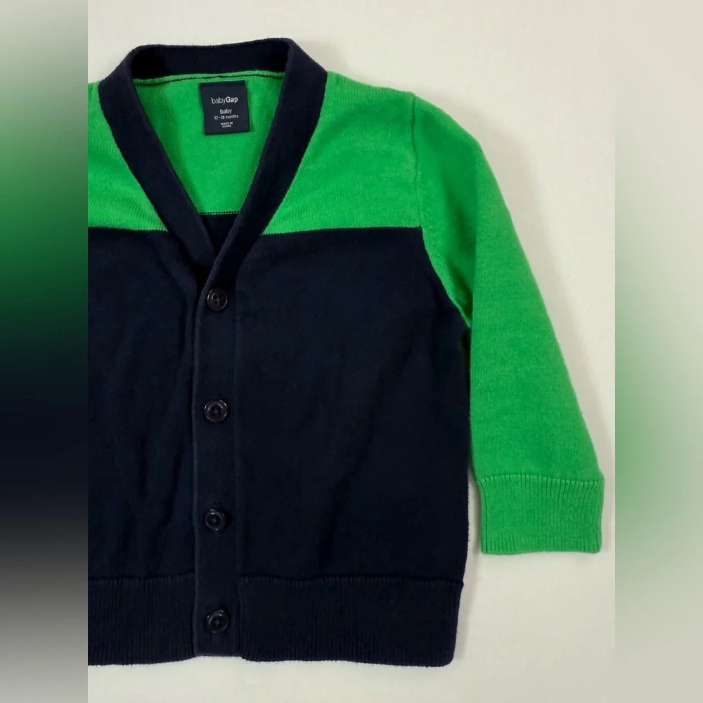BABY GAP Baby Boys Grandpacore Colorblock Cardigan Sweater 12-18m‎ Preppy Retro